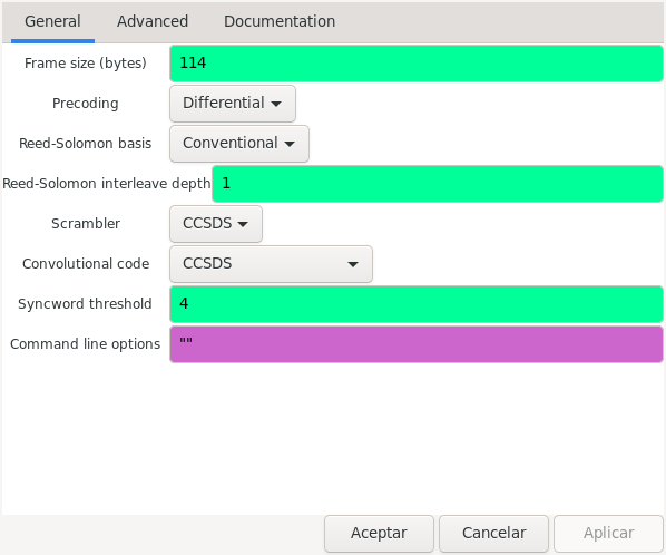 Options of CCSDS Concatenated deframer